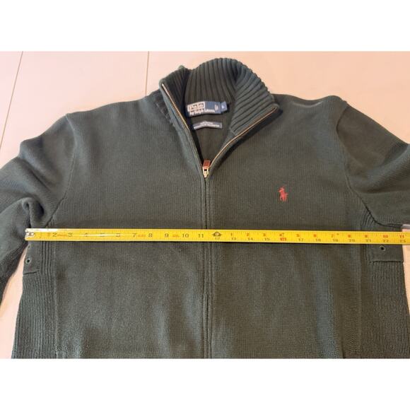 Polo Ralph Lauren Full Zip Sweater Men's L Hunter Green 100% Cotton Heritage - Picture 8 of 12